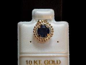 Saphir Anhänger - 1,0 ct. - 6 mm - Milgrain Fassung - 10 Kt. Gold  417 - Pendant - Bild 1 von 1