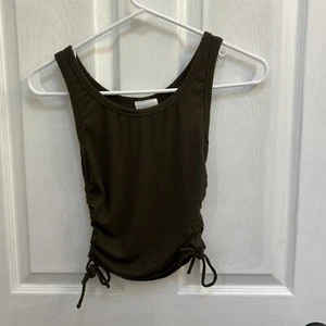 Canotta Skylar + Madison Cropped Increspata Verde Oliva Taglia S - Foto 1 di 13