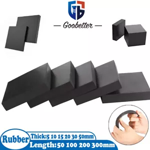 Black Rubber Sheets Pad Length 50mm 100mm 200mm 300mm Thick 5 10 15 20 30 50mm - Picture 1 of 13