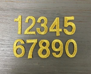 Gold - 1" Numbers - Your Choice - Iron on Applique/Embroidered Patch - Picture 1 of 2