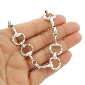 925 Sterling Silver Horse Snafflebit Bracelet Solid Hallmarked Riding Tack - Picture 1 of 6
