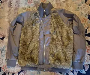 Diesel Contrast Fur Brown Bomber Jacket, Zip Men's High Neck Size: Small - Picture 1 of 19
