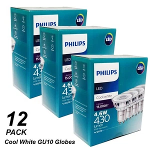 12 x Premium Philips LED GU10 Downlight Globes Bulbs 240V 4000K Cool White 430Lm - Picture 1 of 5