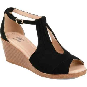Journee Collection Womens Kedzie Black Wedges Shoes Sz 7 and 8 - Picture 1 of 6