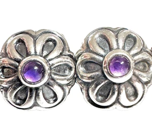 (BOTH INCLUDED) PANDORA PURPLE Amethyst ZINNIA FLOWER CLIPS 790953AM - Picture 1 of 4