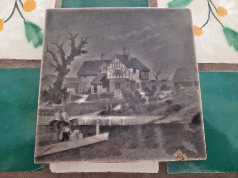 Vintage Campbell Tile Co Architectural Tiles England Charleston? Ferry 6x6" Cover