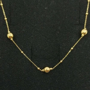 18K Gold Necklace With 5 Mm And 1.5 Mm Beads. Ref 604-305 - Picture 1 of 5