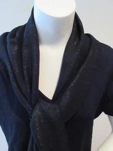 Bufanda rectangular Chico's Houndstooth Shine/negra con brillo/flecos nueva con etiquetas - Imagen 1 de 12