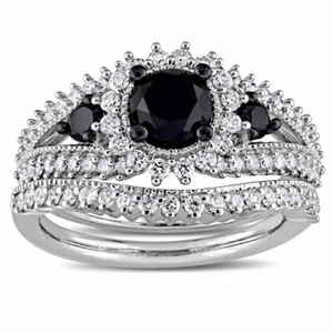 3 Ct Diamond Lab Created Bridal Wedding Band Engagement Ring 14K White Gold Over - Picture 1 of 5