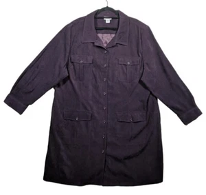 Avenue Plus Size Women Purple 4 pocket Button Down Shoulder pads Coat Size 28 - Picture 1 of 14