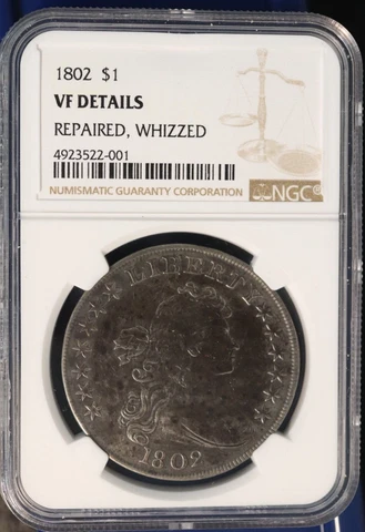 1802 Draped Bust Silver Dollar, NGC VF Details Cover