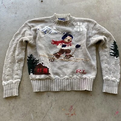 90’s Ralph Lauren Polo Sport Ski Bear Knit Sweater Medium - Image 1 of 4