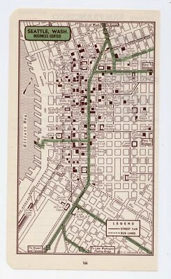 Mapa original vintage 1951 del centro de negocios Seattle Washington Downtown Foto 1 de 3