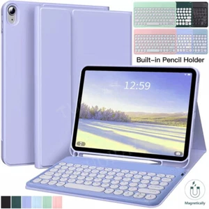 Round Keyboard Smart Case Cover For iPad 5/6/7/8/9/10th Gen Air 3 4 5 6 Pro 11 - Picture 1 of 61