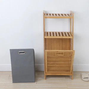 2-Layer Bamboo Laundry Hamper Basket Storage Dirty Clothes Tilt Out Baskets NEW - Picture 1 of 13
