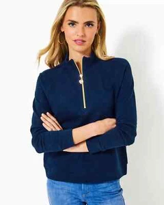 Neu Lilly Pulitzer Ashlee Half Zip Pullover Low Tide Navy Blau XL Neu mit Etikett - Bild 1 von 2