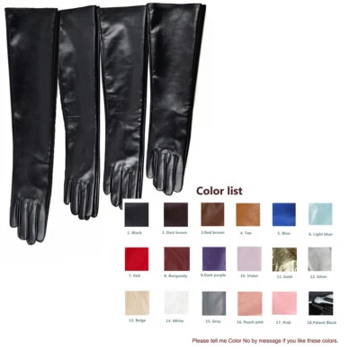 Custom made 30cm to 80cm long plain style evening real leather gloves 18 colors - Image 1 of 4