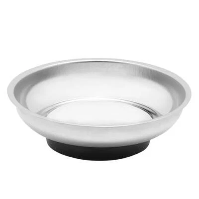 4.25 Inch Round Magnetic Parts Tray, Stainless Steel with Rubber Base - Image 1 of 4