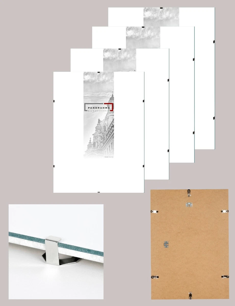20x Bilderrahmen Rahmenlos – DIN A4 (21x30 Cm) Clip-Halter Aus Klarglas & Hartfaser – Für Fotos, Urkunden, Bilder
