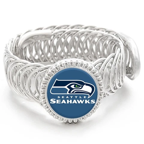Seattle Seahawks Football Sterling Silver Mens Womens Wrap Bracelet w GiftPk D11 Cover