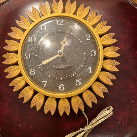 Vintage Westclox ELECTRIC brown Yellow Sunflower Poppy Posie KITCHEN WALL Clock Cover