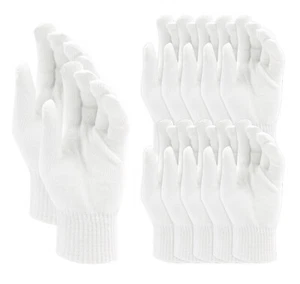 12 Pack Of Men's Classic Solid White Magic Warm Winter Knitted Stretch Gloves - Picture 1 of 1