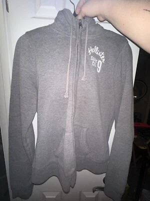 Chaqueta con Capucha Hollister Gris/Gris Cremallera Para Mujer’s L Vintage Retro Y2K Foto 1 de 4