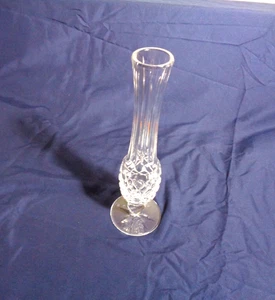 Vintage Waterford Crystal Criss-Cross Cut Pedestal Bud Vase - 9 1/4" Signed -EUC - Picture 1 of 20
