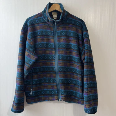 Vintage Mujer L.L. Chaqueta polar Bean azul azulado azteca cremallera completa talla M? USA Foto 1 de 4