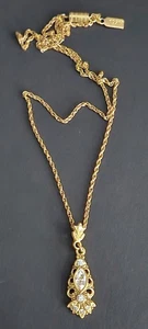 1928 Schmuck goldfarben & Kristall Halskette 18" Fassverschluss - Bild 1 von 4