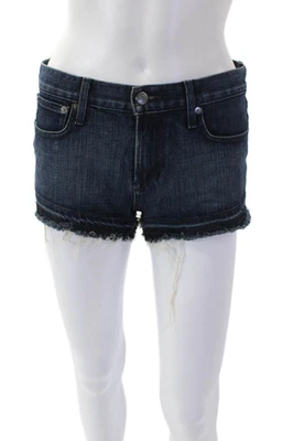 Pantalones cortos de mezclilla Helmut para mujer de algodón con detalle envejecido azul oscuro talla 24 Foto 1 de 4