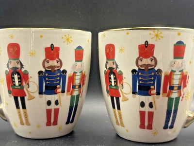 Nutcracker Christmas Coffee Mug Toy Soldier Gold Handle 16 Oz.  Lot of 2 - Image 1 of 4