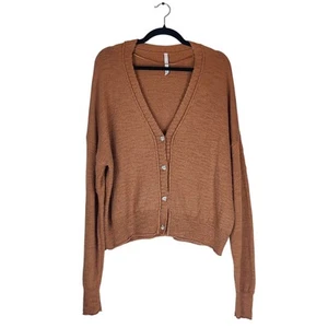 Paper Label BCI Cotton Blend Front Button Cozy Cardigan Sweater Large Brown - Picture 1 of 10