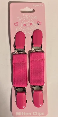 Tirantes con clip para guantes de manopla rosa - 1 par - niños niñas bebés niños - NUEVO Foto 1 de 2