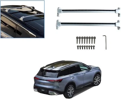Barras transversales para portaequipajes de techo para 2022 2023 2024 2025 Infiniti QX60 rieles plateados  Foto 1 de 4