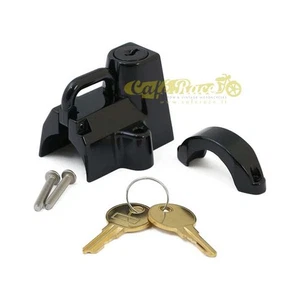 Lucchetto nero antifurto casco da telaio per moto completo kit montaggio custom - Picture 1 of 1