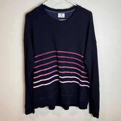 Sundry Crewneck Sweatshirt Striped Pullover Relaxed Fit Viscose Blend Casual - Image 1 of 4