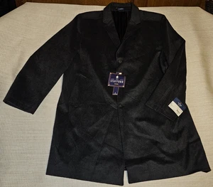 Stafford Big & Tall Overcoat Wool Black Long Heavy Topcoat Men's 46L - Picture 1 of 4