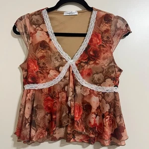 Y2K Babydoll Gr. L Top Fee skurril Kokett Festival Netz Rüschen Stufen Boho. - Bild 1 von 6