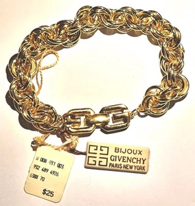 New Old Stock mit Etikett Vintage signiert Givenchy Chunky G Logo Gold Armband - Bild 1 von 4