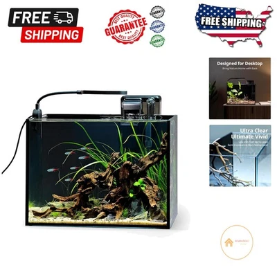 Compact 2.5 Gallon Rimless Fish Tank with LED Light & Filter - For Small Spaces - Image 1 of 4