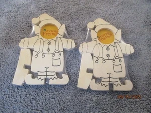 2 Unfinished Wood ELF ORNAMENTS Picture Frames Christmas Craft - Picture 1 of 2