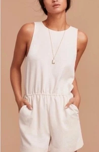 Wilfred romper Aritzia Rive Ivory beige jumpsuit pockets Size Med - Picture 1 of 8