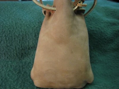 Beautiful 1960's Indian Made 3" X 5" Leather Drawstring Purse Handbag  Very Nice - Image 1 of 4