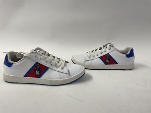 Polo By Ralph Lauren Quilton Bear Classic White Lace Up Low Top Sneakers Sz 5.5