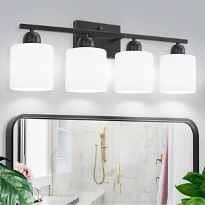Black Bathroom Light Fixtures, 4-Light Modern Vanity Light Over Mirror, Wall ... - Picture 1 of 9