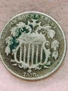 1870 ~ SHIELD NICKEL ~ G - Picture 1 of 2