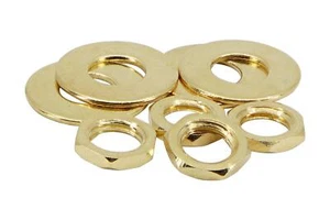 Mini Toggle Switch Nut and Washer for Guitars - Metric M6x.75 - Gold - Set of 4 - Picture 1 of 1