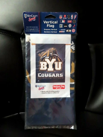 Brigham Young Cougars  27" x 37" Vertical Hanging Wall Flag. Logo.  BYU Wincraft Cover