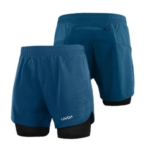 Men's 2-in-1 Running Shorts Quick Drying Breathable Active Training S1Z9 - Picture 1 of 11